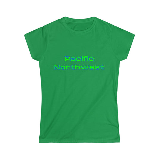 Pacific Northwest Simple T-Shirt - Women's Softstyle Tee - Bigfoot Bigheart Studio