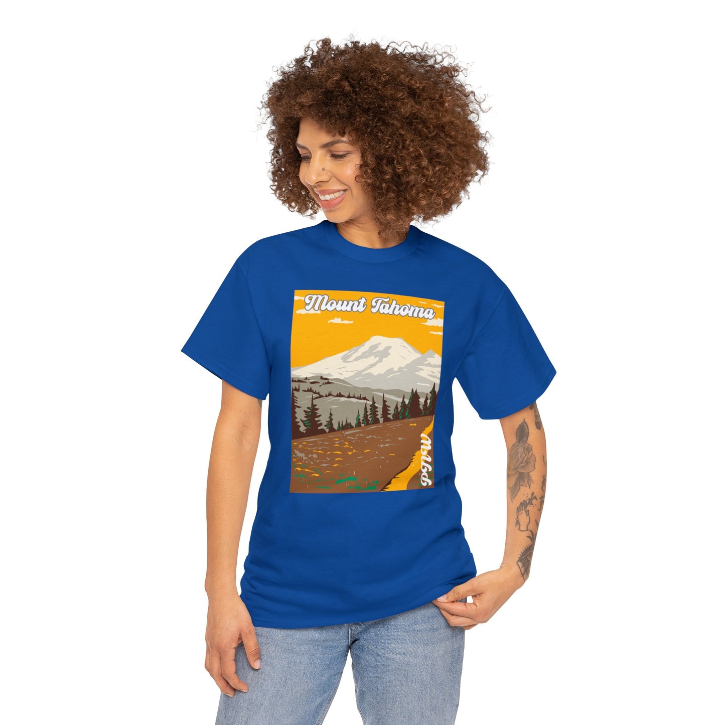 PNW Mount Tahoma T-Shirt - Unisex Heavy Cotton Tee - Bigfoot Bigheart Studio