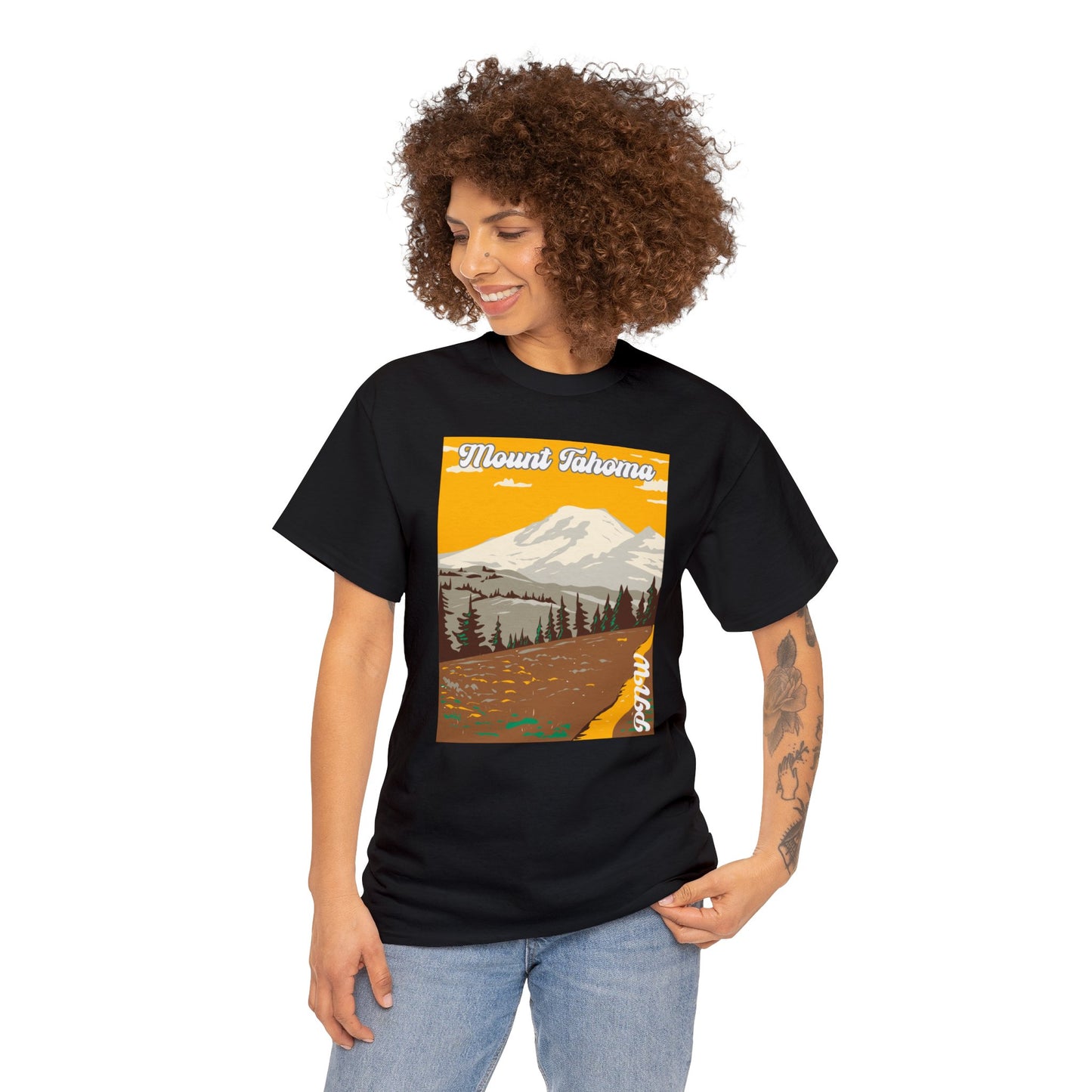 PNW Mount Tahoma T-Shirt - Unisex Heavy Cotton Tee - Bigfoot Bigheart Studio