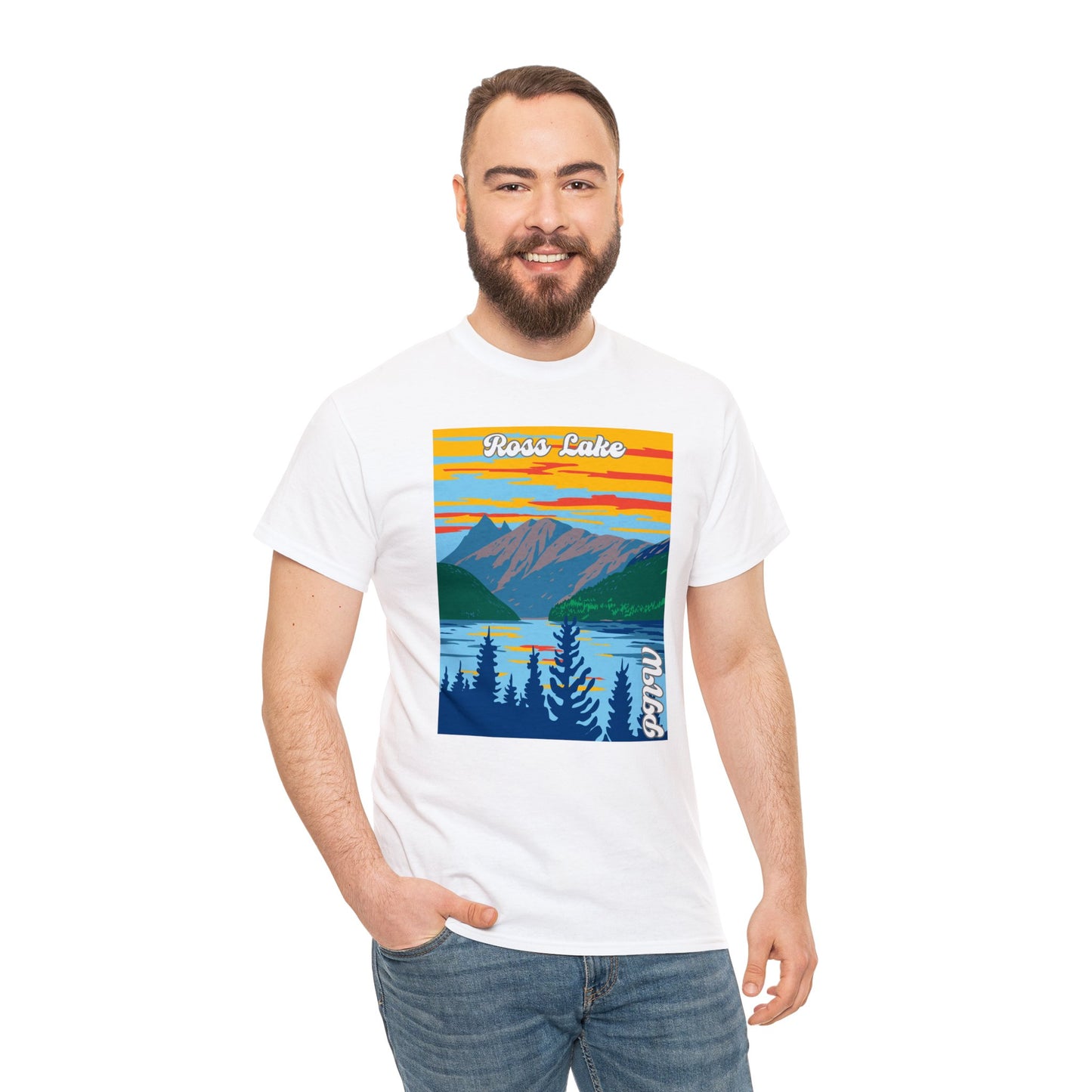 PNW Ross Lake T-Shirt - Unisex Heavy Cotton Tee - Bigfoot Bigheart Studio