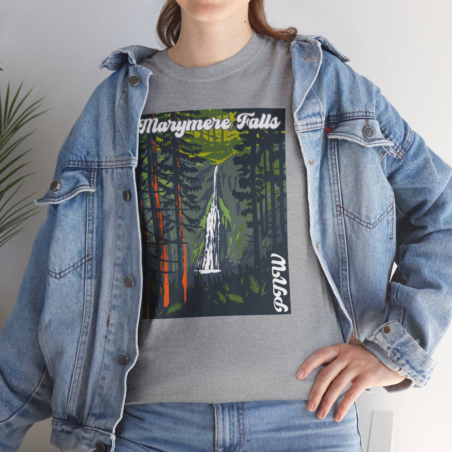 PNW Marymere Falls T-Shirt - Unisex Heavy Cotton Tee