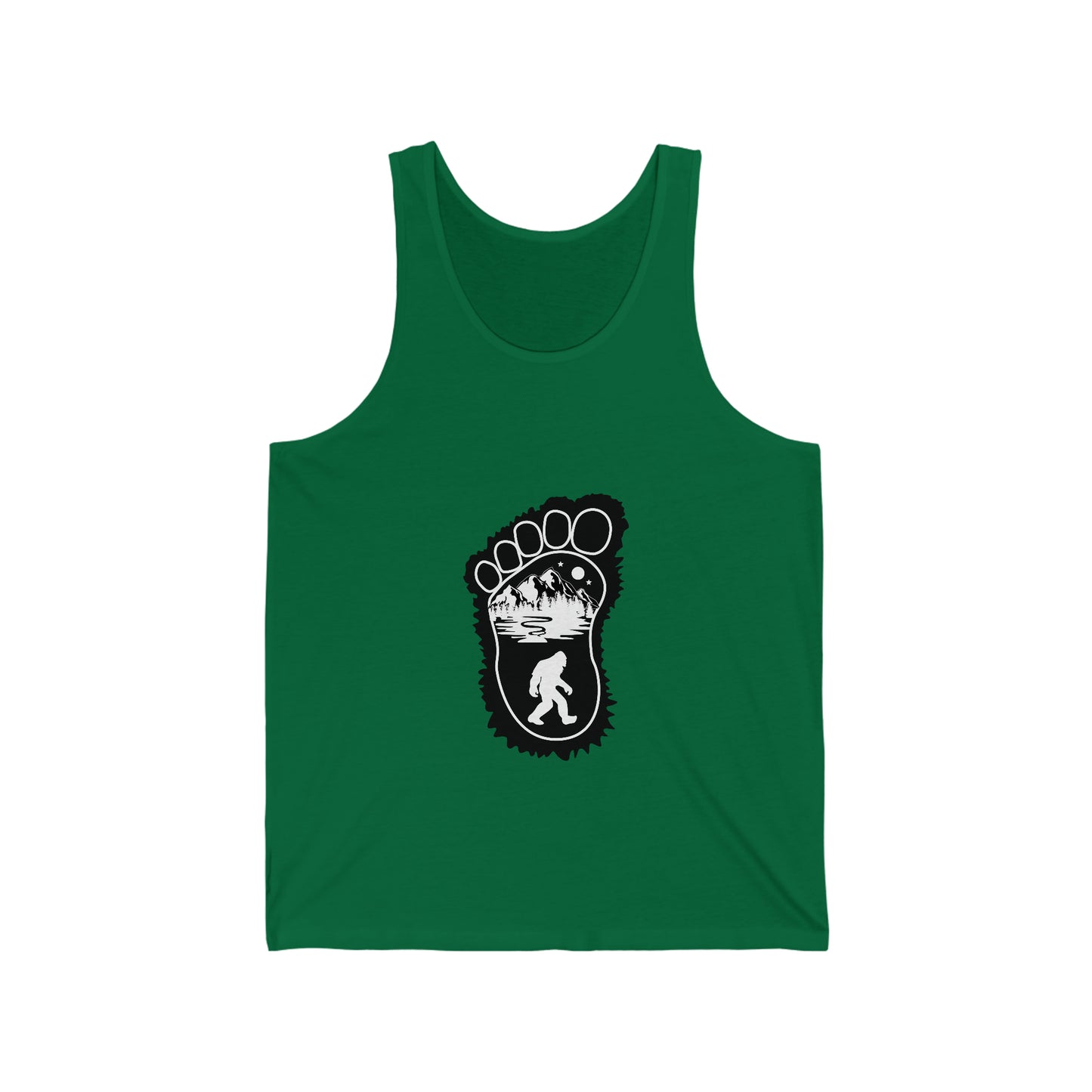 Bigfoot Print with Mountains - Unisex Jersey Tank