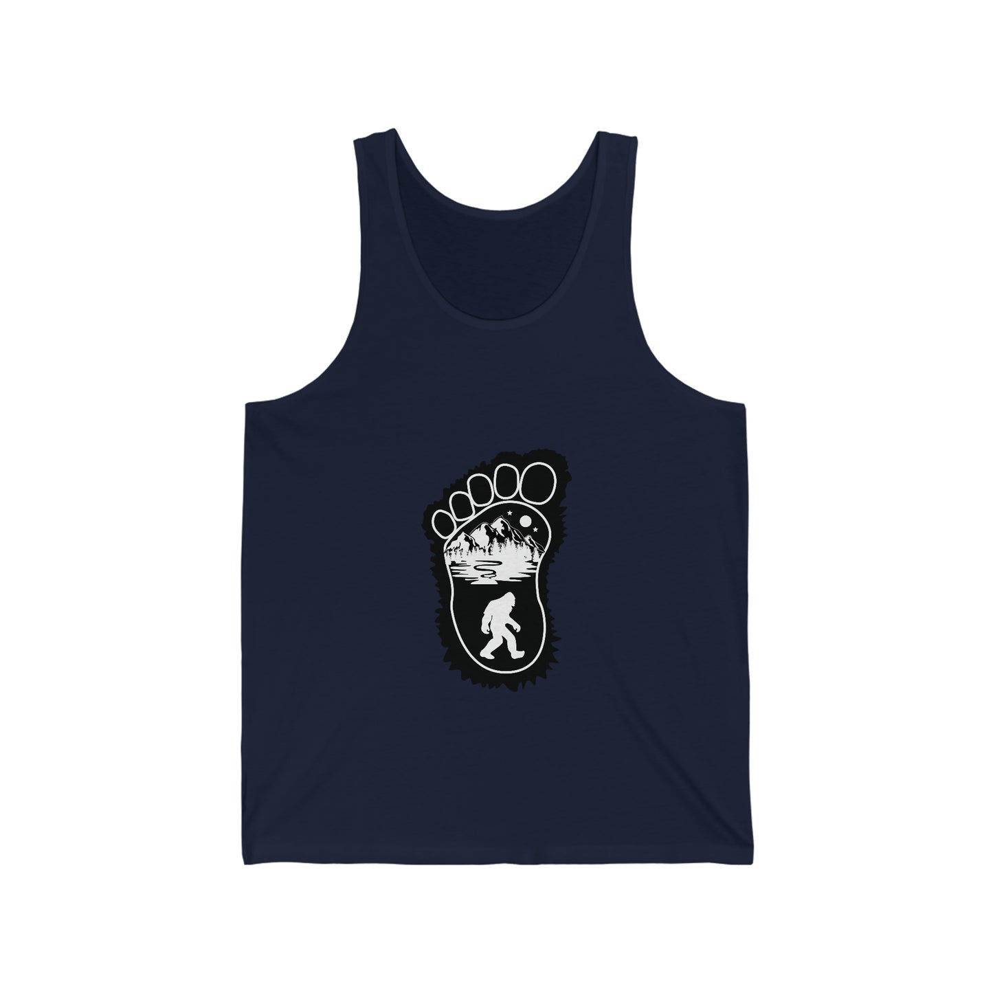 Bigfoot Print with Mountains - Unisex Jersey Tank