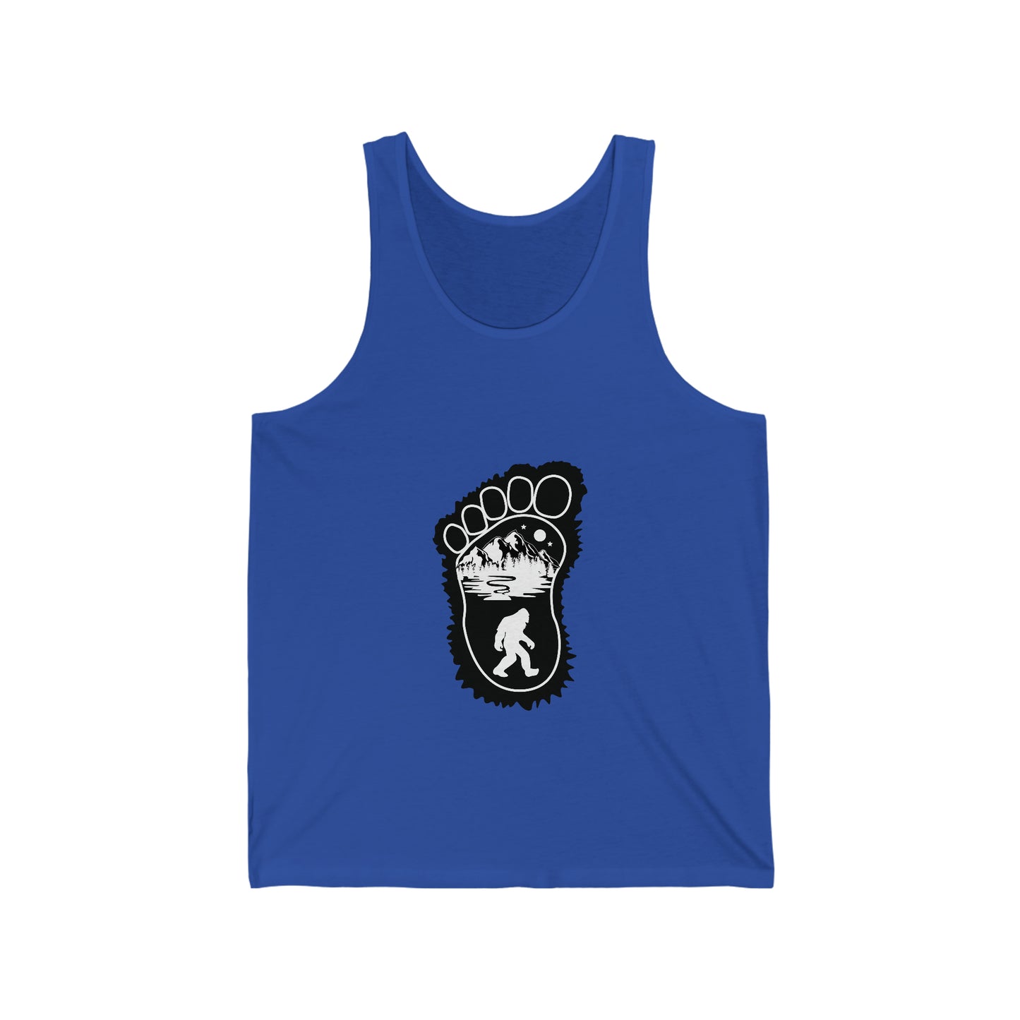 Bigfoot Print with Mountains - Unisex Jersey Tank