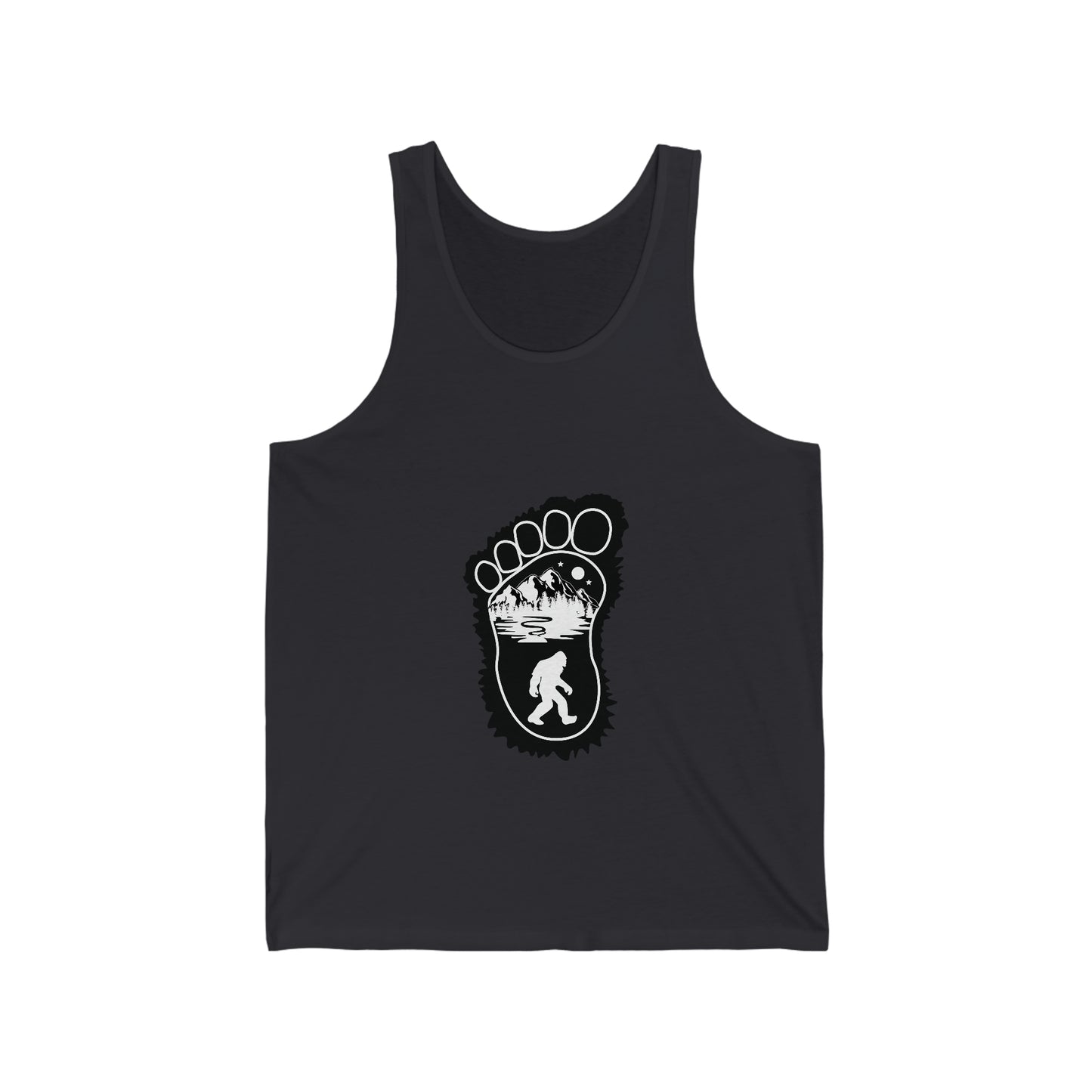 Bigfoot Print with Mountains - Unisex Jersey Tank