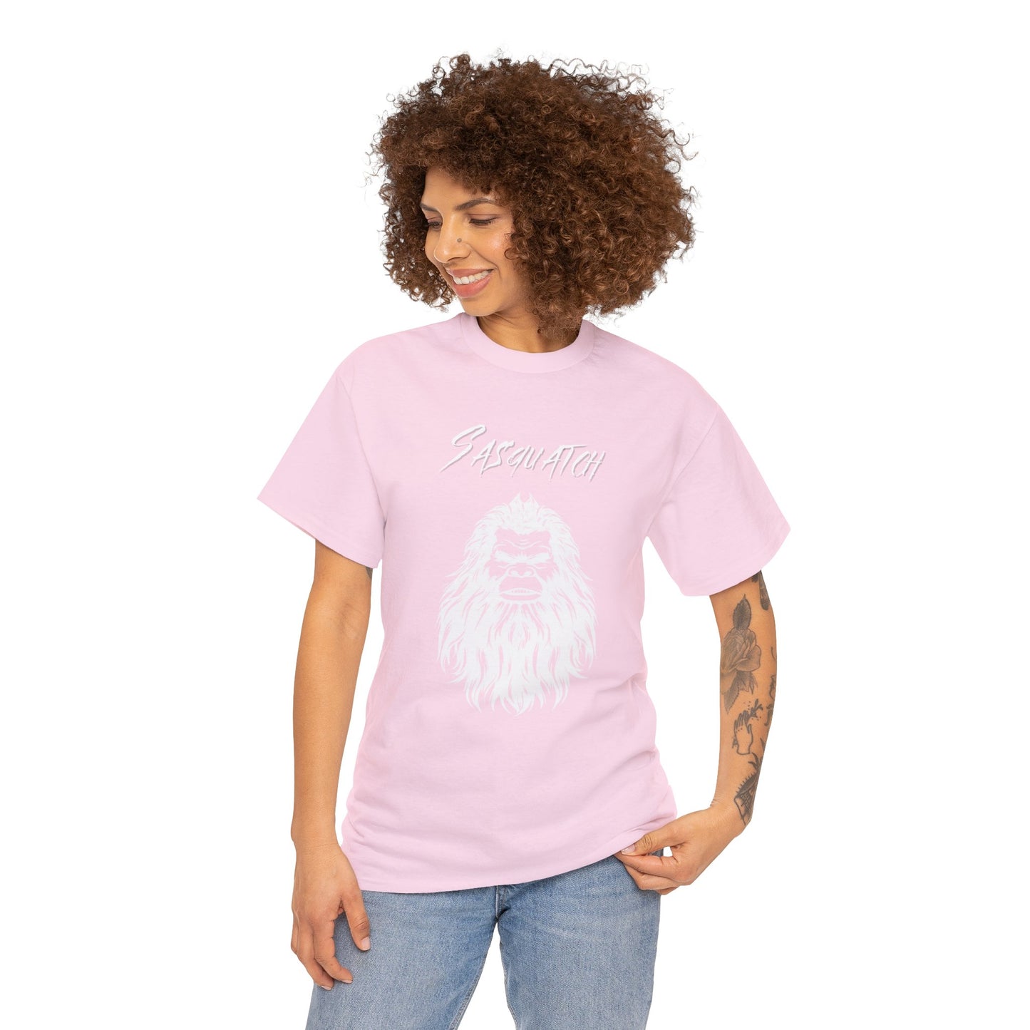 Sasquatch Selfie Adult T-Shirt - Unisex Heavy Cotton Tee