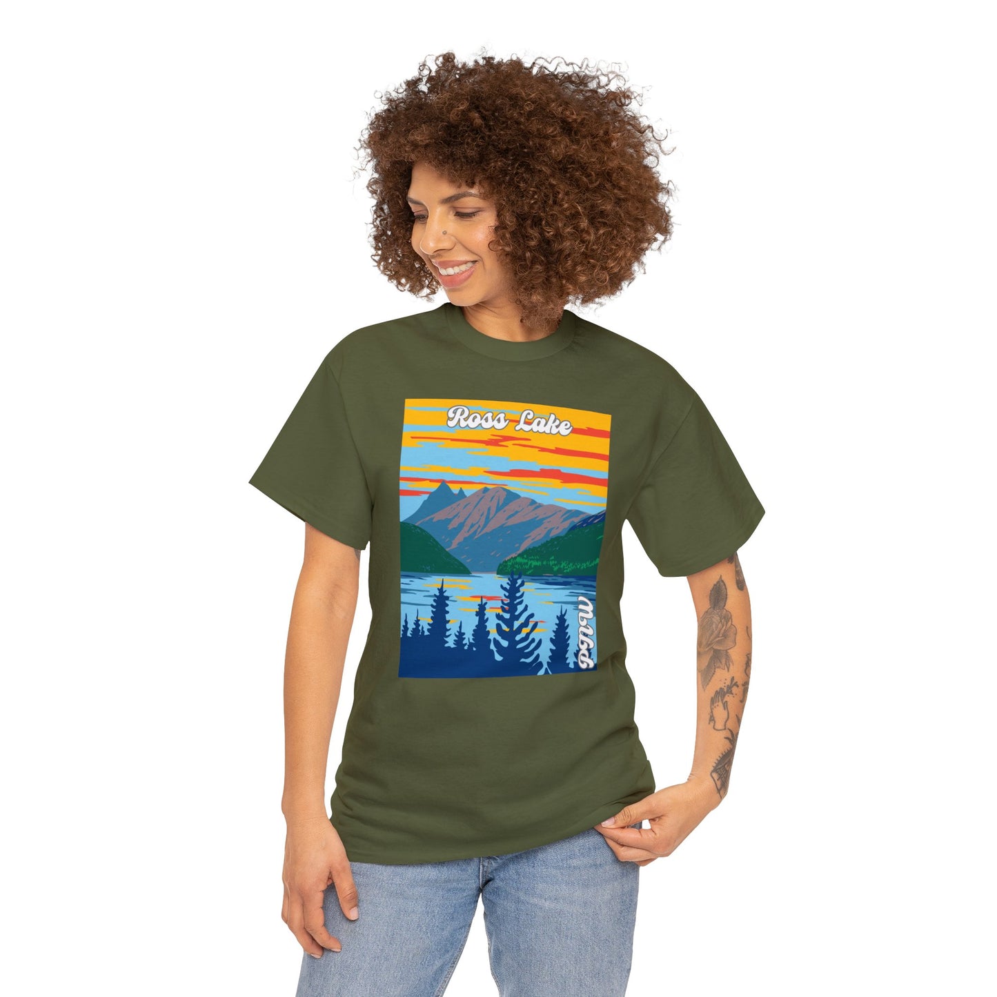 PNW Ross Lake T-Shirt - Unisex Heavy Cotton Tee - Bigfoot Bigheart Studio