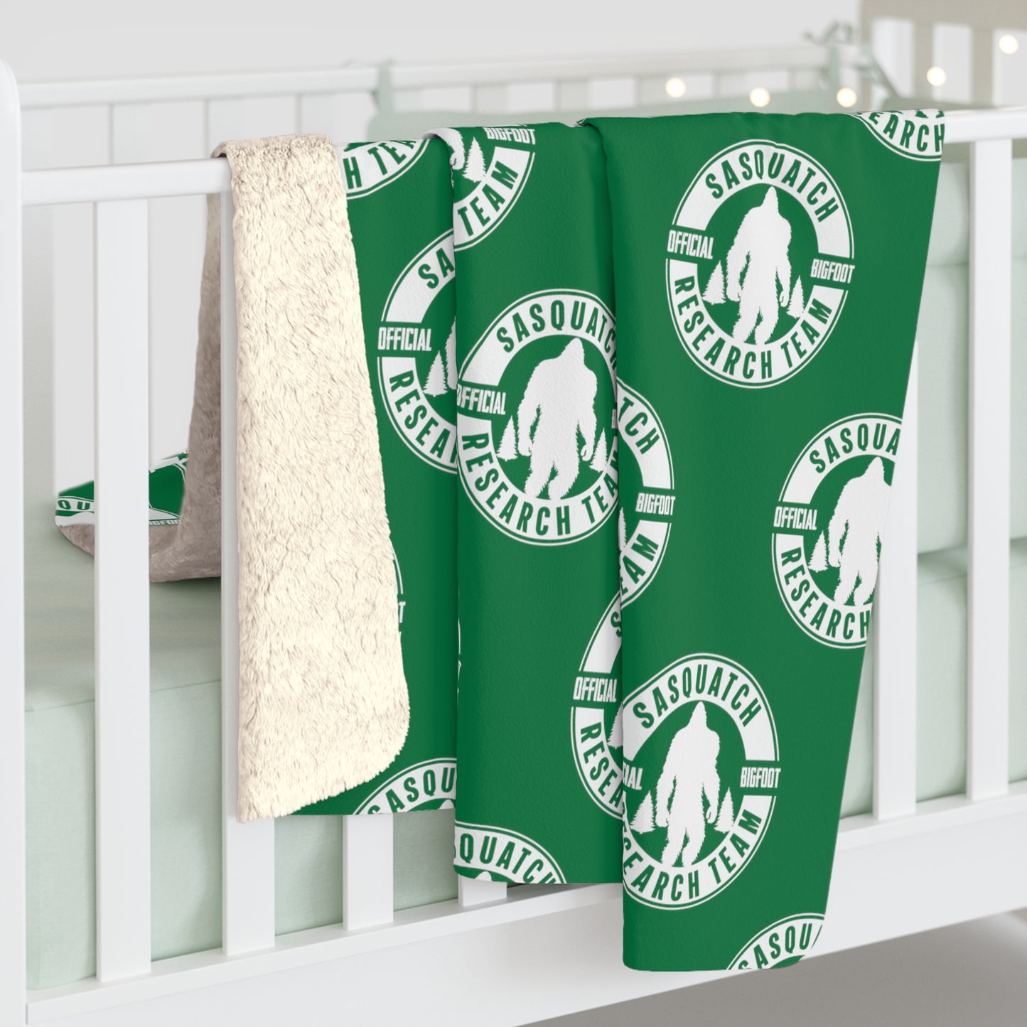 Sasquatch Research Team Official - Sherpa Fleece Blanket - Bigfoot Bigheart Studio