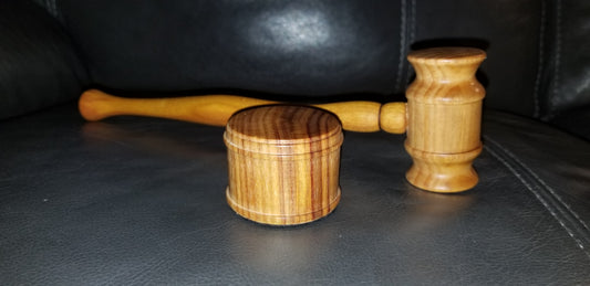 Handmade Custom Wood Gavel and Round Sounding Block - Bigfoot Bigheart Studio