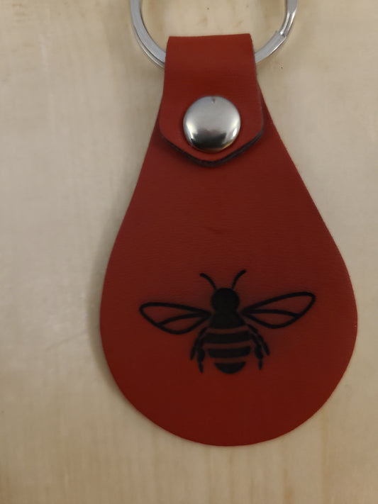 Bee Keychain - Honey Bee Leather Keychain - Bigfoot Bigheart Studio