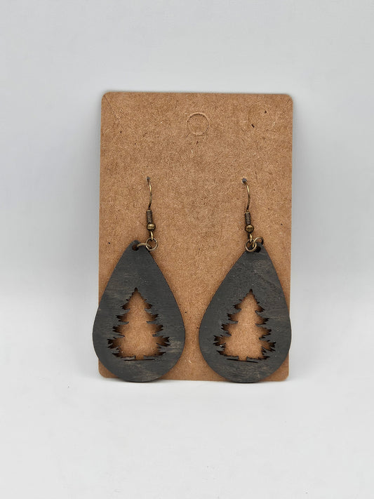 Tree Earrings - Wood Earrings - Bigfoot Bigheart Studio