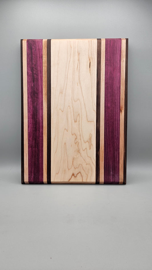 Walnut, Maple, Purpleheart Handmade Cutting Board