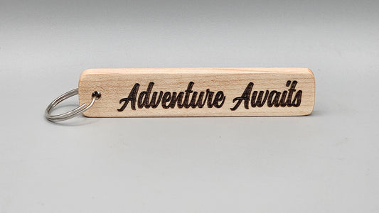 Adventure Awaits - Wood Block Keychain