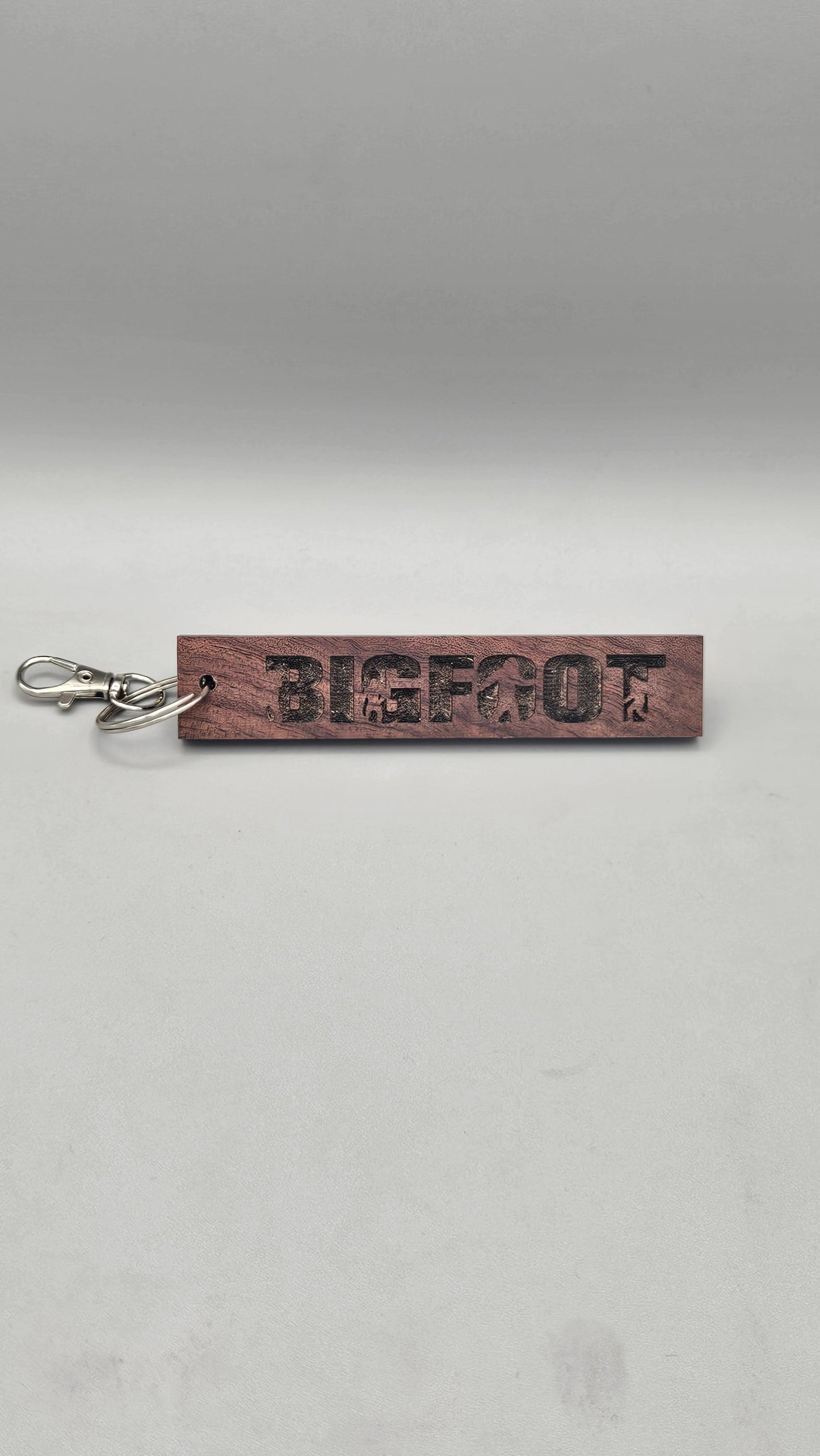 Wood Block Keychain - Bigfoot Silhouette
