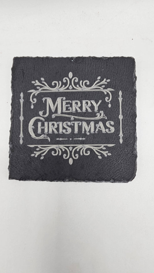 Slate Coasters - Merry Christmas