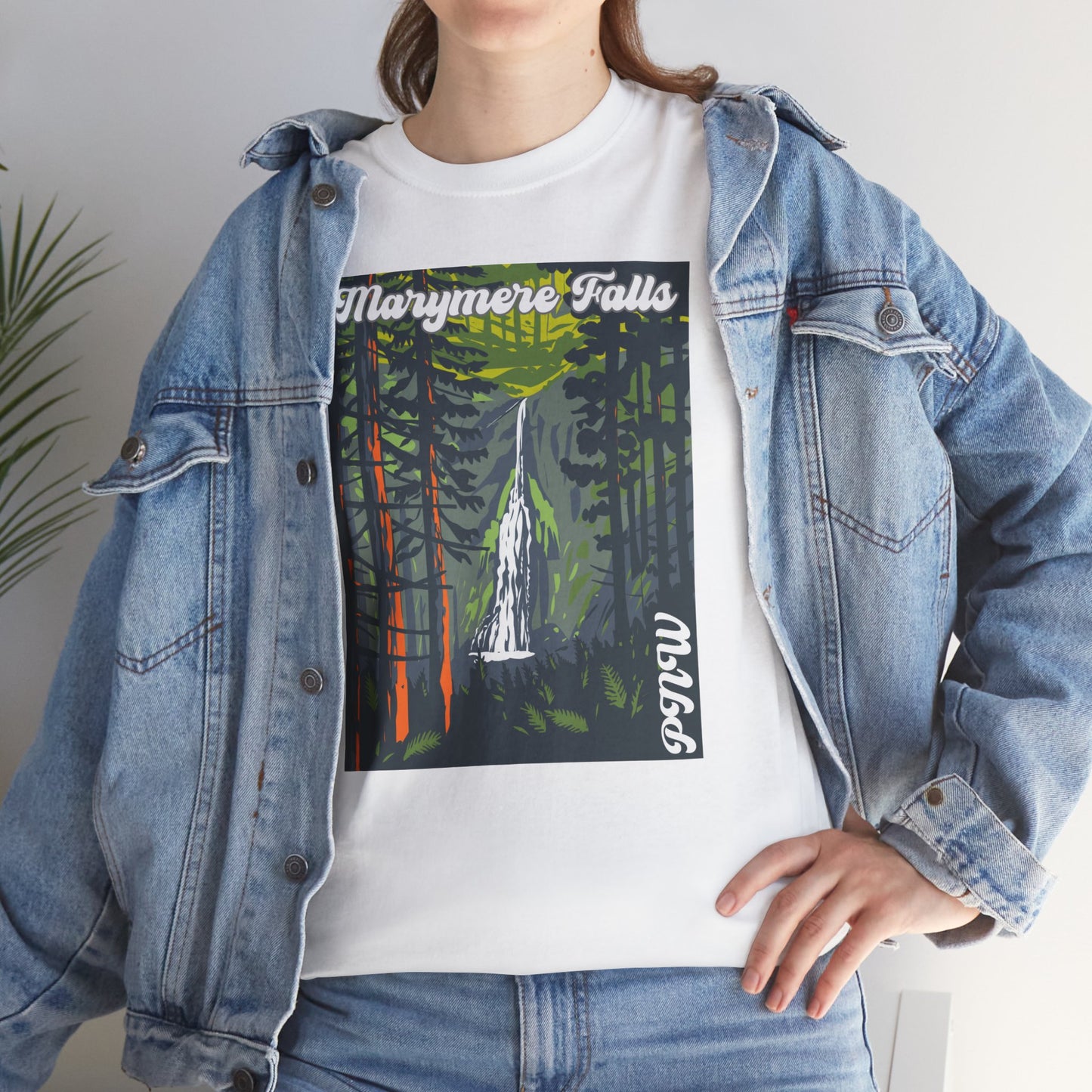PNW Marymere Falls T-Shirt - Unisex Heavy Cotton Tee