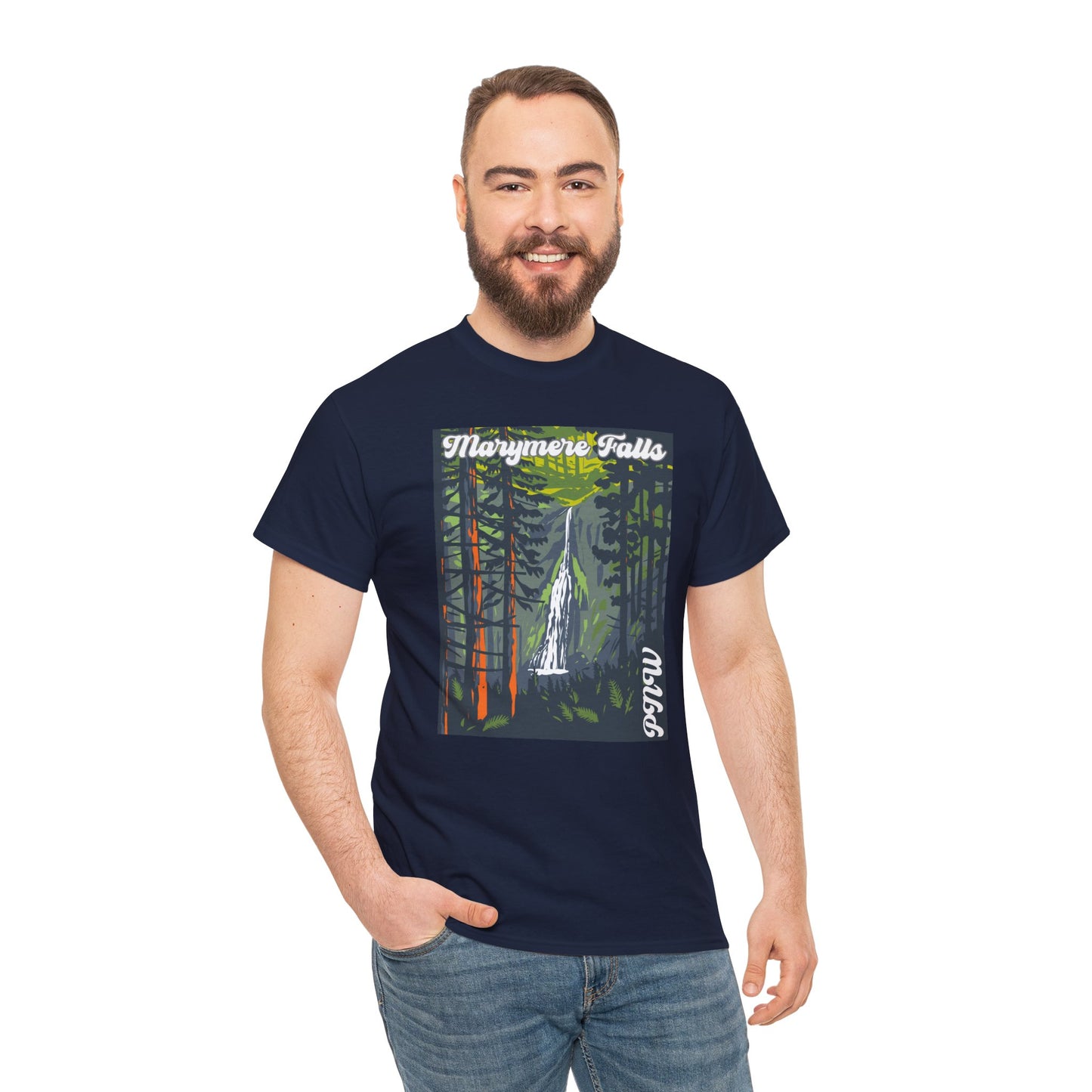 PNW Marymere Falls T-Shirt - Unisex Heavy Cotton Tee