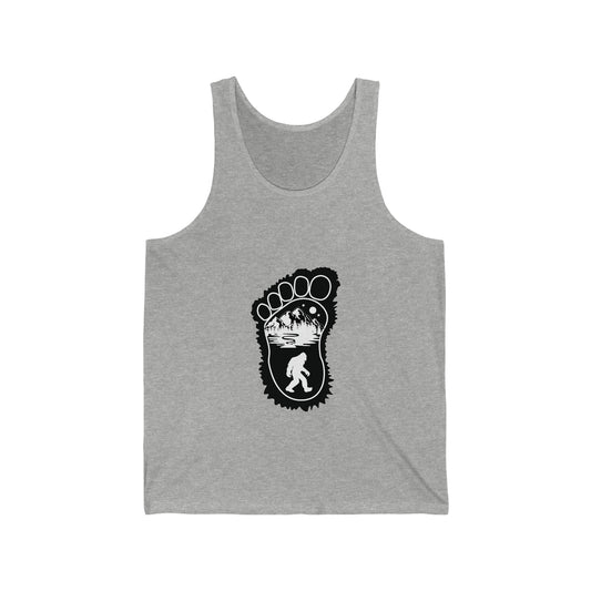Bigfoot Print with Mountains - Unisex Jersey Tank