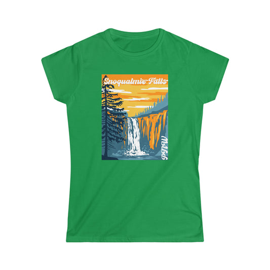 PNW Snoqualmie Falls - Women's Softstyle Tee - Bigfoot Bigheart Studio