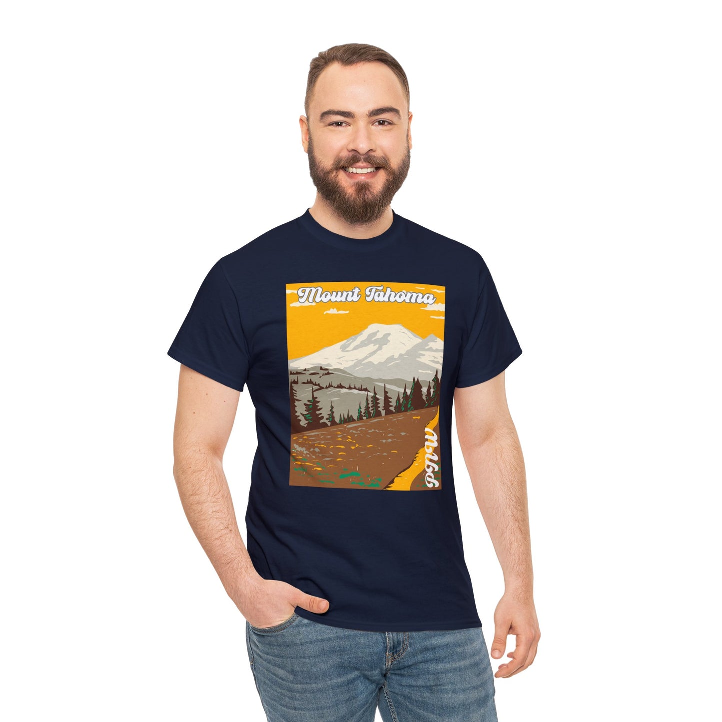 PNW Mount Tahoma T-Shirt - Unisex Heavy Cotton Tee - Bigfoot Bigheart Studio