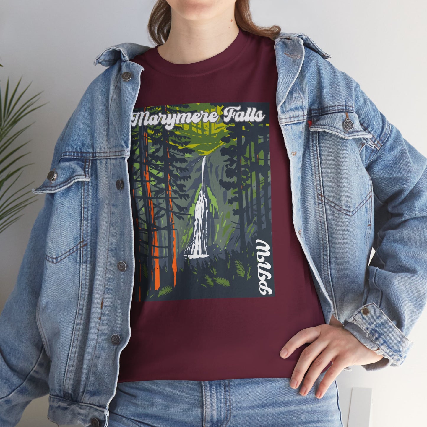 PNW Marymere Falls T-Shirt - Unisex Heavy Cotton Tee