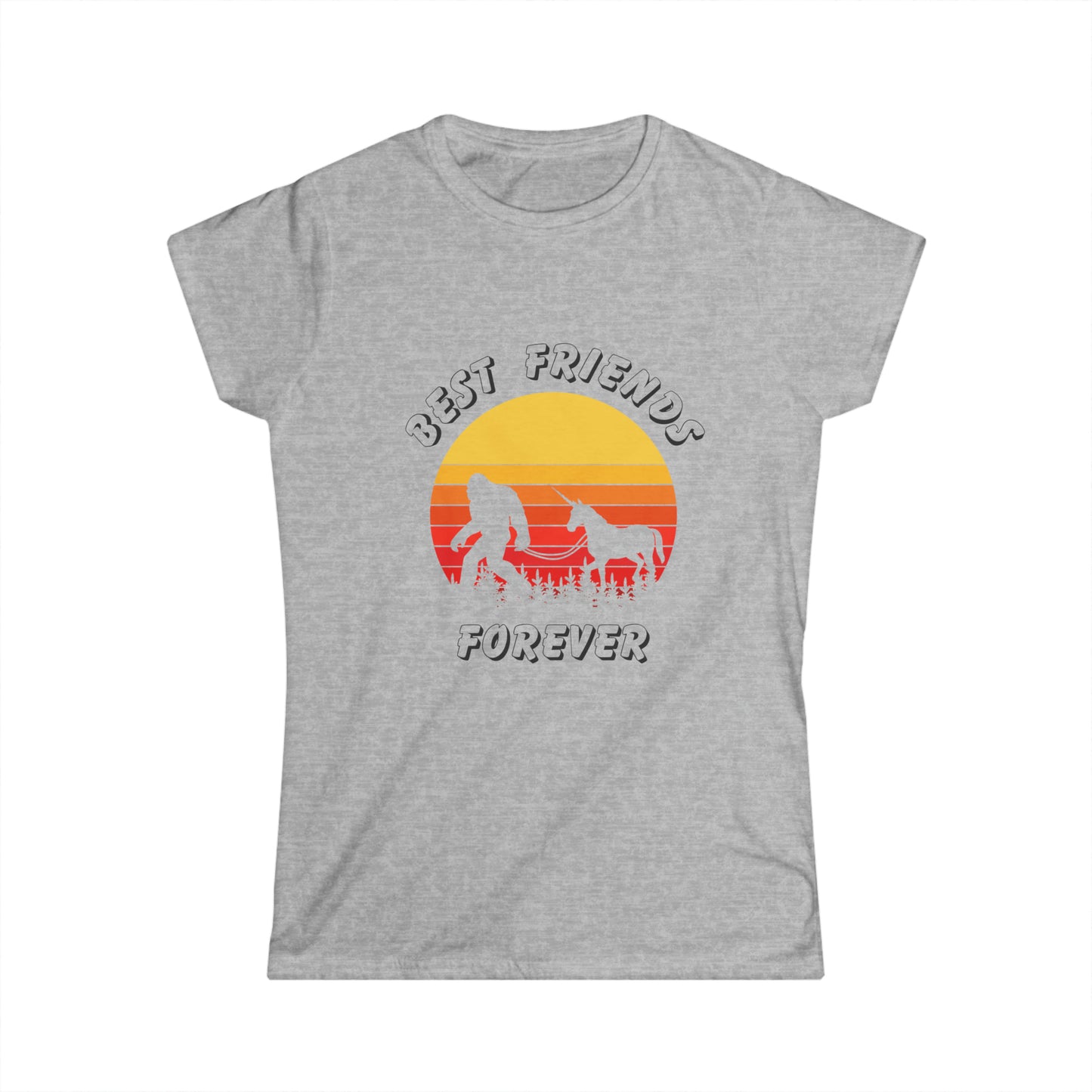 Unicorn Bigfoot Best Friends Forever - Women's Softstyle Tee