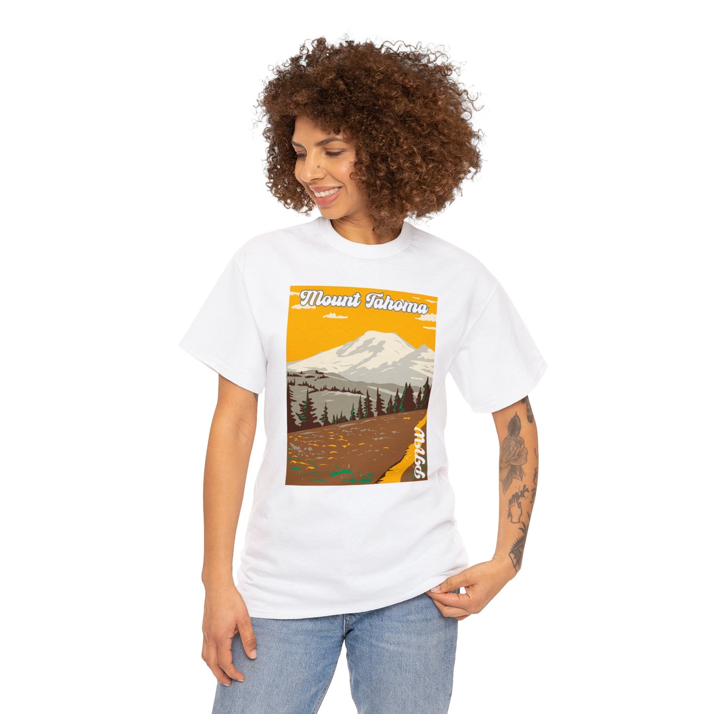 PNW Mount Tahoma T-Shirt - Unisex Heavy Cotton Tee - Bigfoot Bigheart Studio