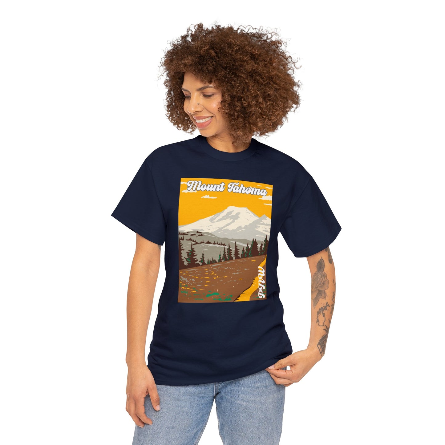 PNW Mount Tahoma T-Shirt - Unisex Heavy Cotton Tee - Bigfoot Bigheart Studio