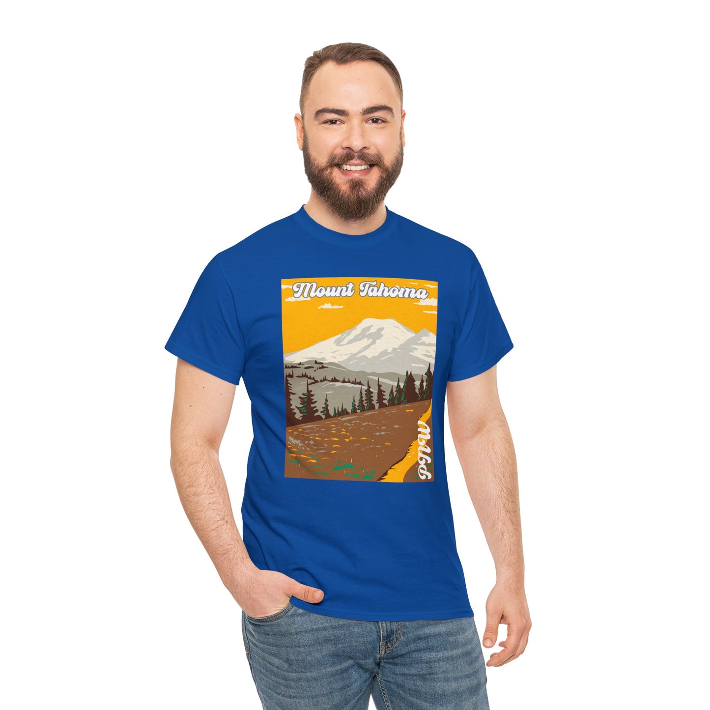 PNW Mount Tahoma T-Shirt - Unisex Heavy Cotton Tee - Bigfoot Bigheart Studio