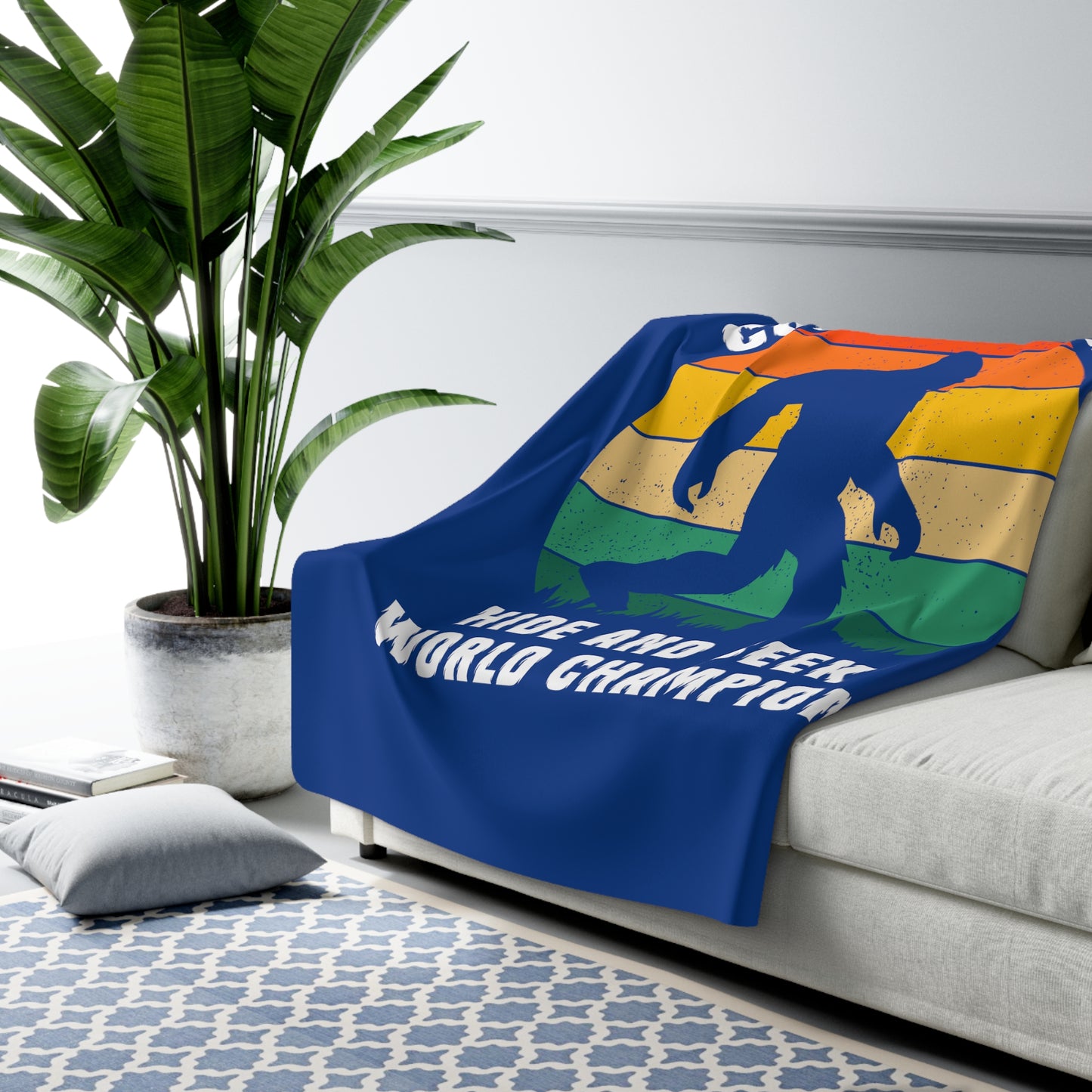 Bigfoot Hide and Seek World Champion - Sherpa Fleece Blanket - Bigfoot Bigheart Studio