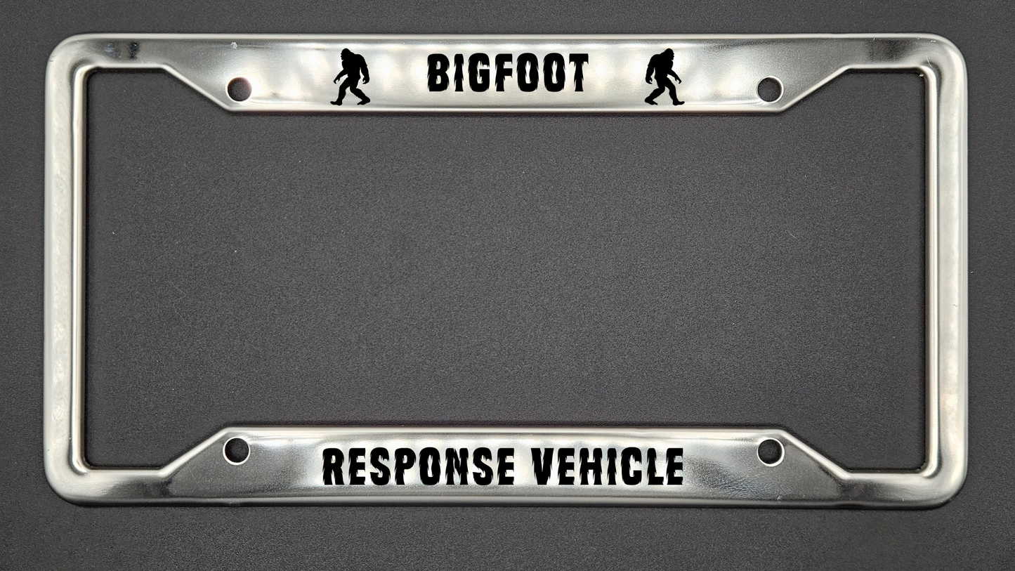 Bigfoot Response Vehicle - Stainless Steel License Plate Frame - Bigfoot Bigheart Studio