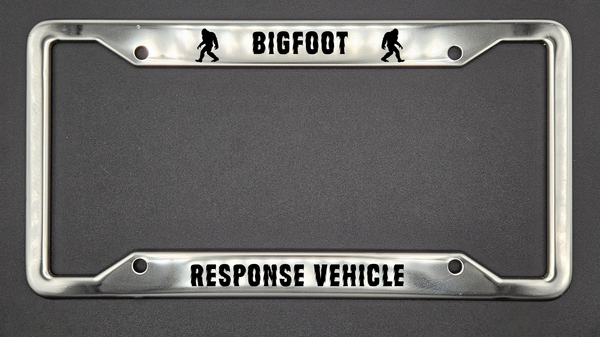 Bigfoot Response Vehicle - Stainless Steel License Plate Frame - Bigfoot Bigheart Studio