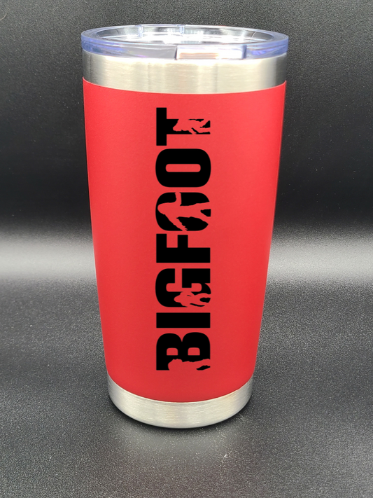 Bigfoot Silhouette Word - 20 Oz Coffee Cup - Water Tumbler - Bigfoot Bigheart Studio