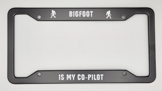 Bigfoot is my Co-Pilot - Metal License Plate Frame