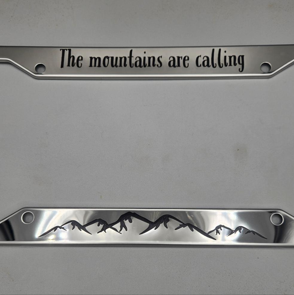 The Mountains Are Calling - Metal License Plate Frame