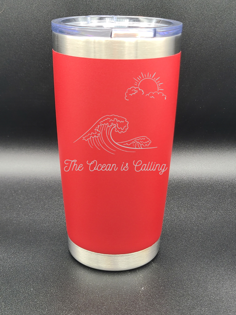 The Ocean is Calling - 20 Oz Coffee Cup - Water Tumbler - Bigfoot Bigheart Studio