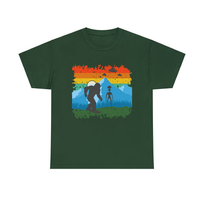 Friends in Hiding - Bigfoot and Aliens | Unisex Heavy Cotton Tee