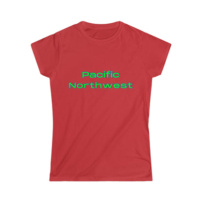 Pacific Northwest Simple T-Shirt - Women's Softstyle Tee - Bigfoot Bigheart Studio