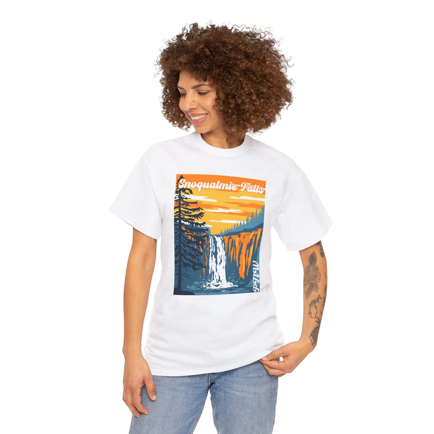 PNW Snoqualmie Falls T-Shirt - Unisex Heavy Cotton Tee