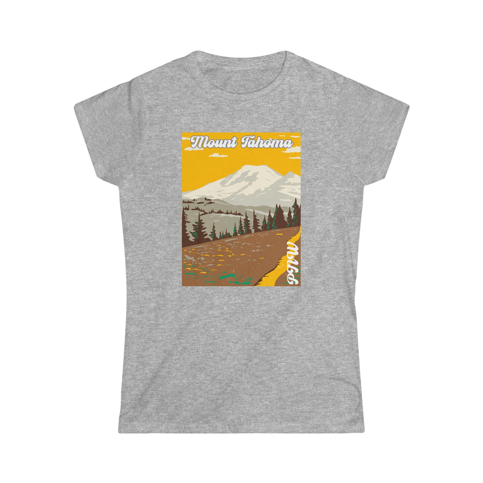 PNW Mount Tahoma - Women's Softstyle Tee - Bigfoot Bigheart Studio