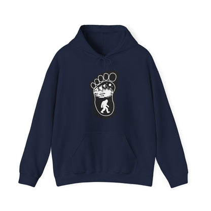 Bigfoot Print with Mountains - Unisex Premium Pullover Hoodie - Bigfoot Bigheart Studio