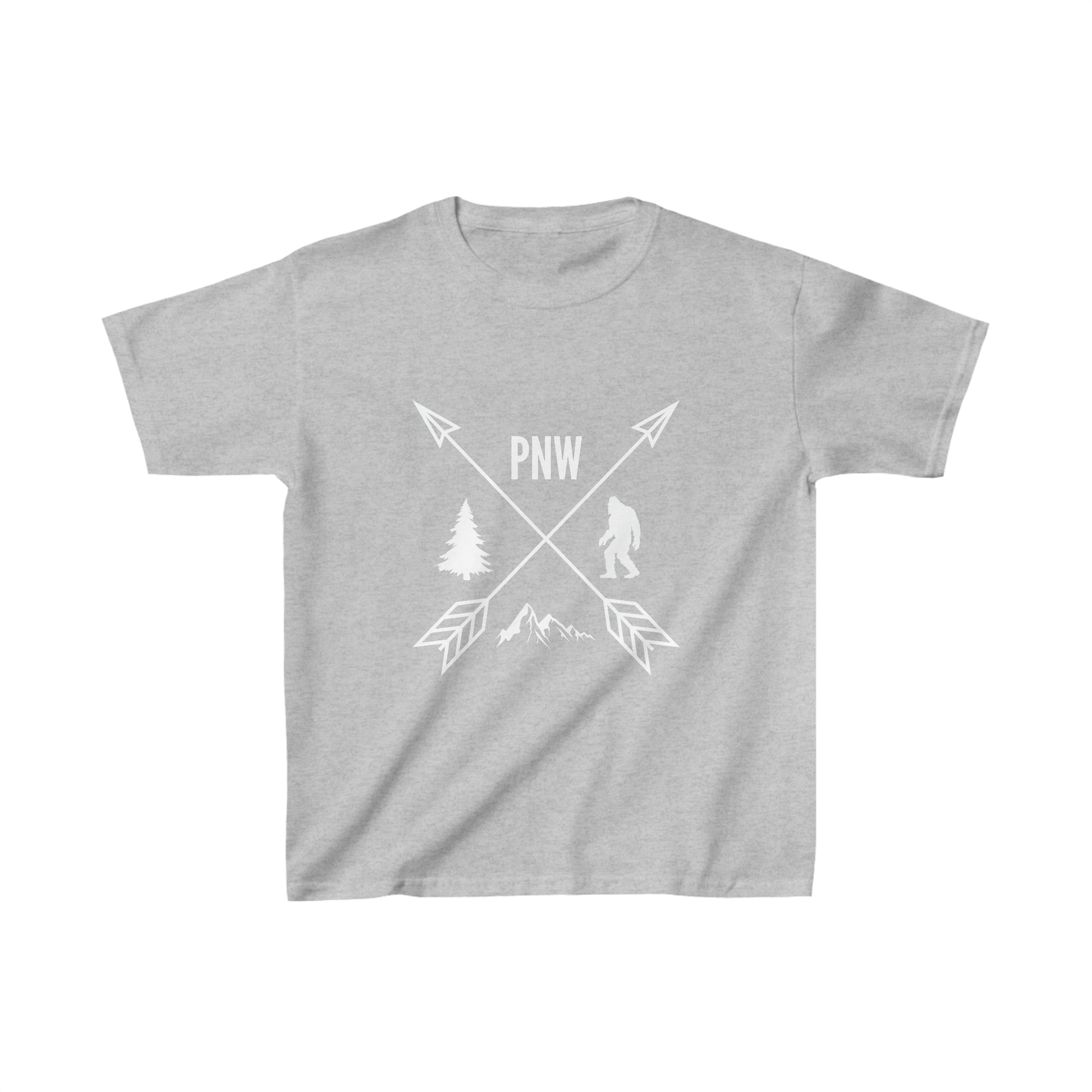 Pacific Northwest Crossed Arrows PNW Youth T-Shirt - Kids Heavy Cotton™ Tee - Bigfoot Bigheart Studio