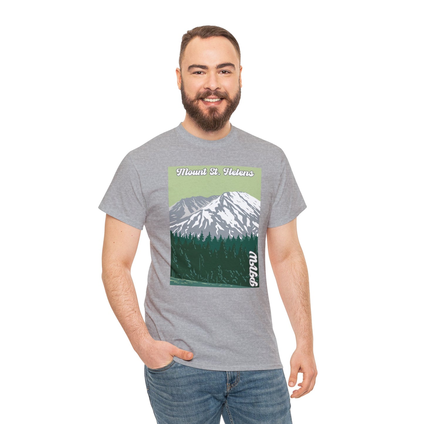 PNW Mount St. Helens T-Shirt - Unisex Heavy Cotton Tee - Bigfoot Bigheart Studio