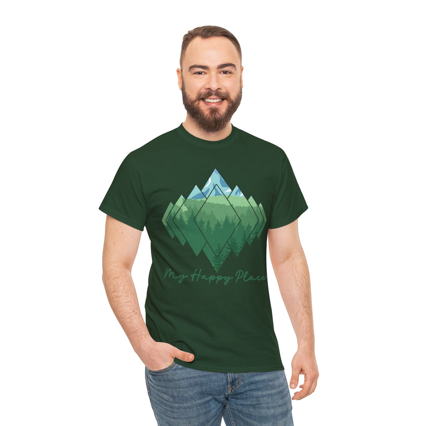 My Happy Place - Mountain Forest - Unisex Heavy Cotton Tee