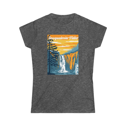 PNW Snoqualmie Falls - Women's Softstyle Tee - Bigfoot Bigheart Studio