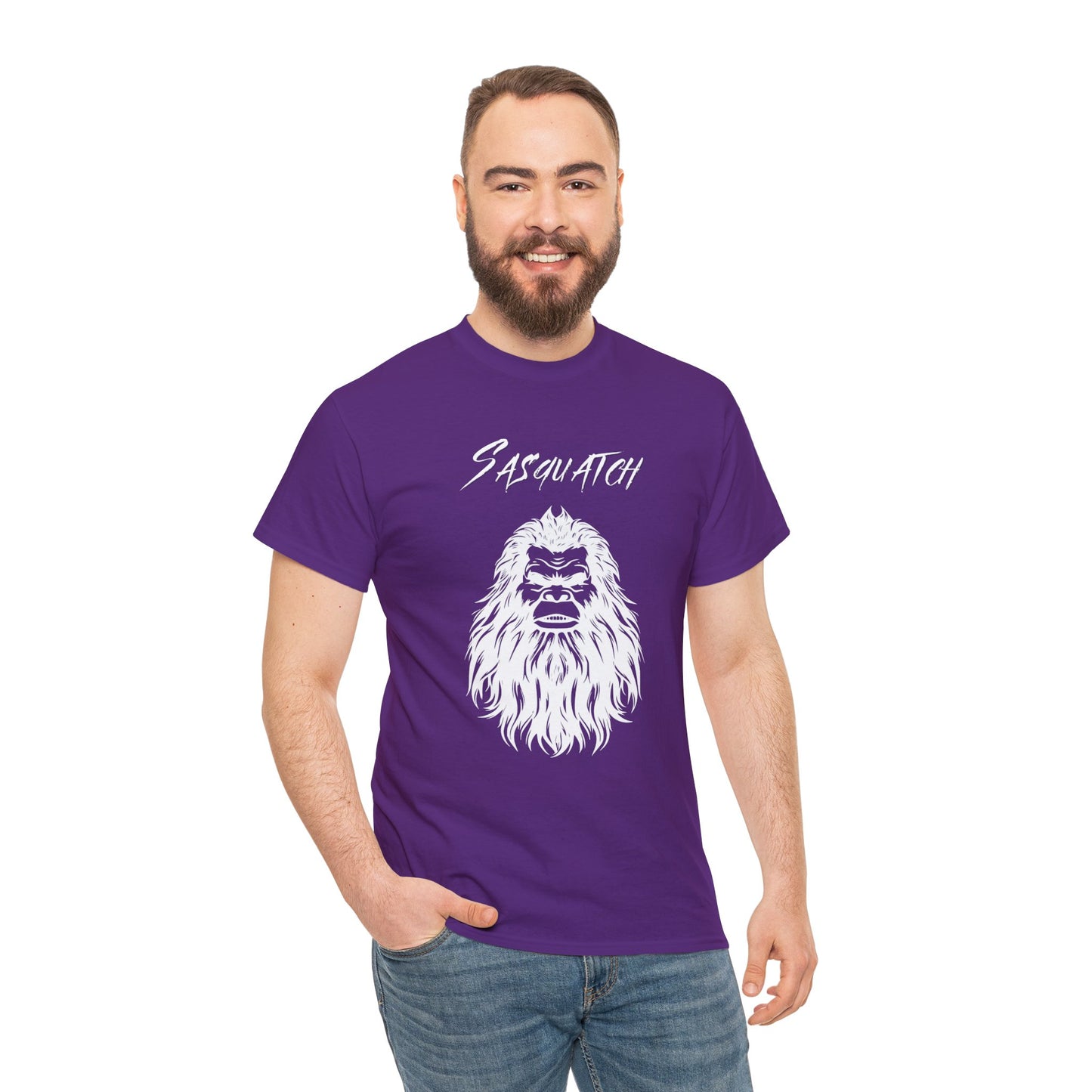 Sasquatch Selfie Adult T-Shirt - Unisex Heavy Cotton Tee