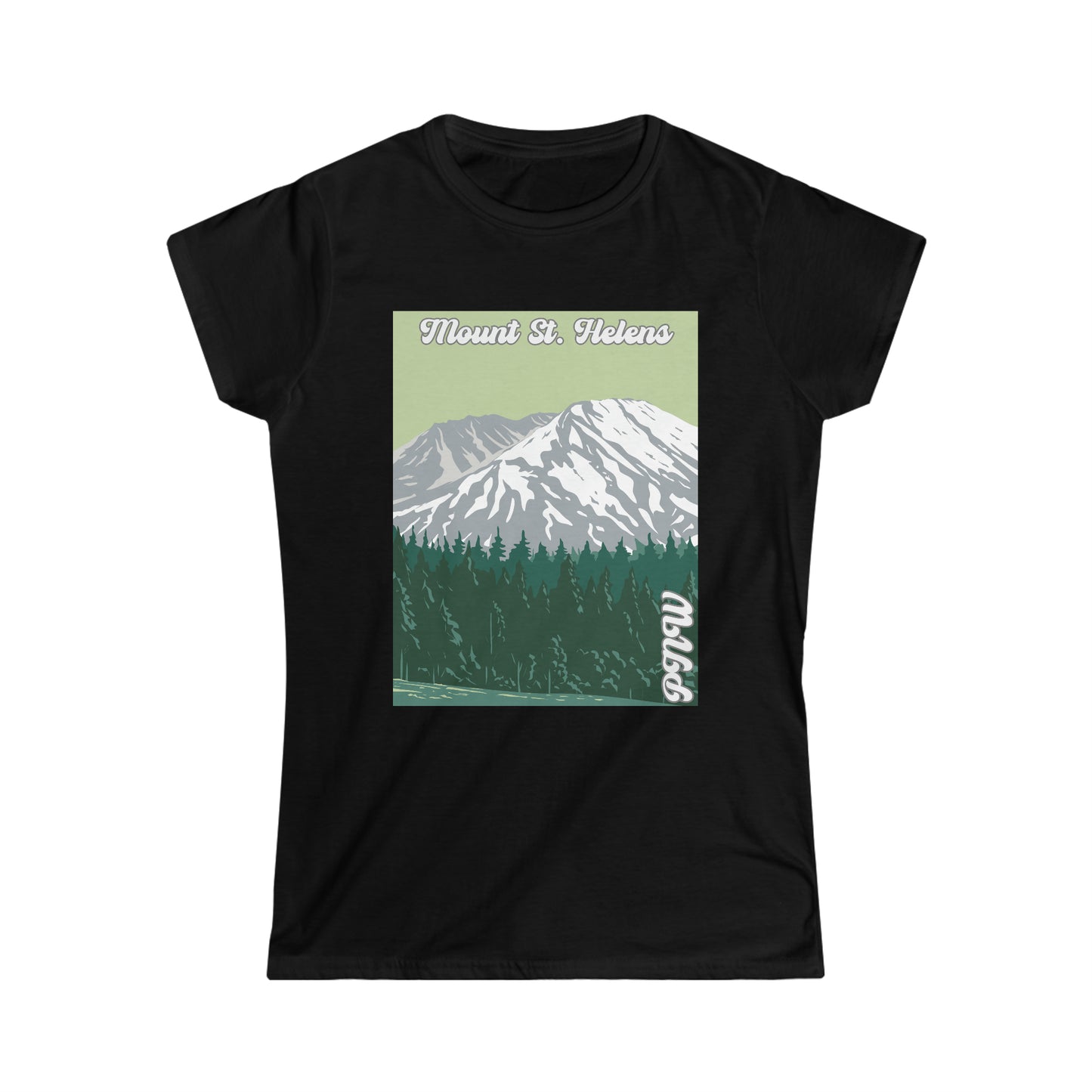 PNW Mount St. Helens - Women's Softstyle Tee - Bigfoot Bigheart Studio