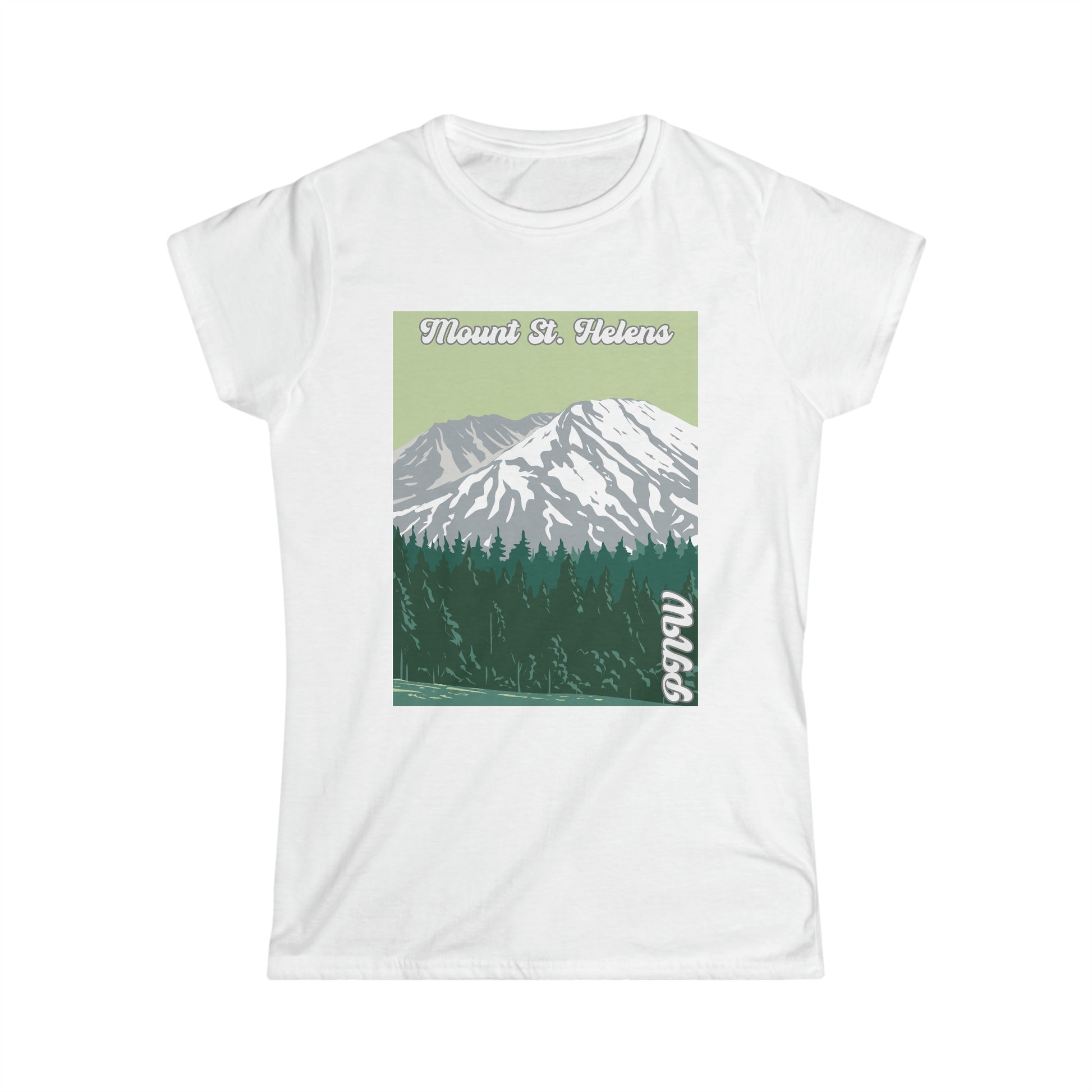 PNW Mount St. Helens - Women's Softstyle Tee - Bigfoot Bigheart Studio