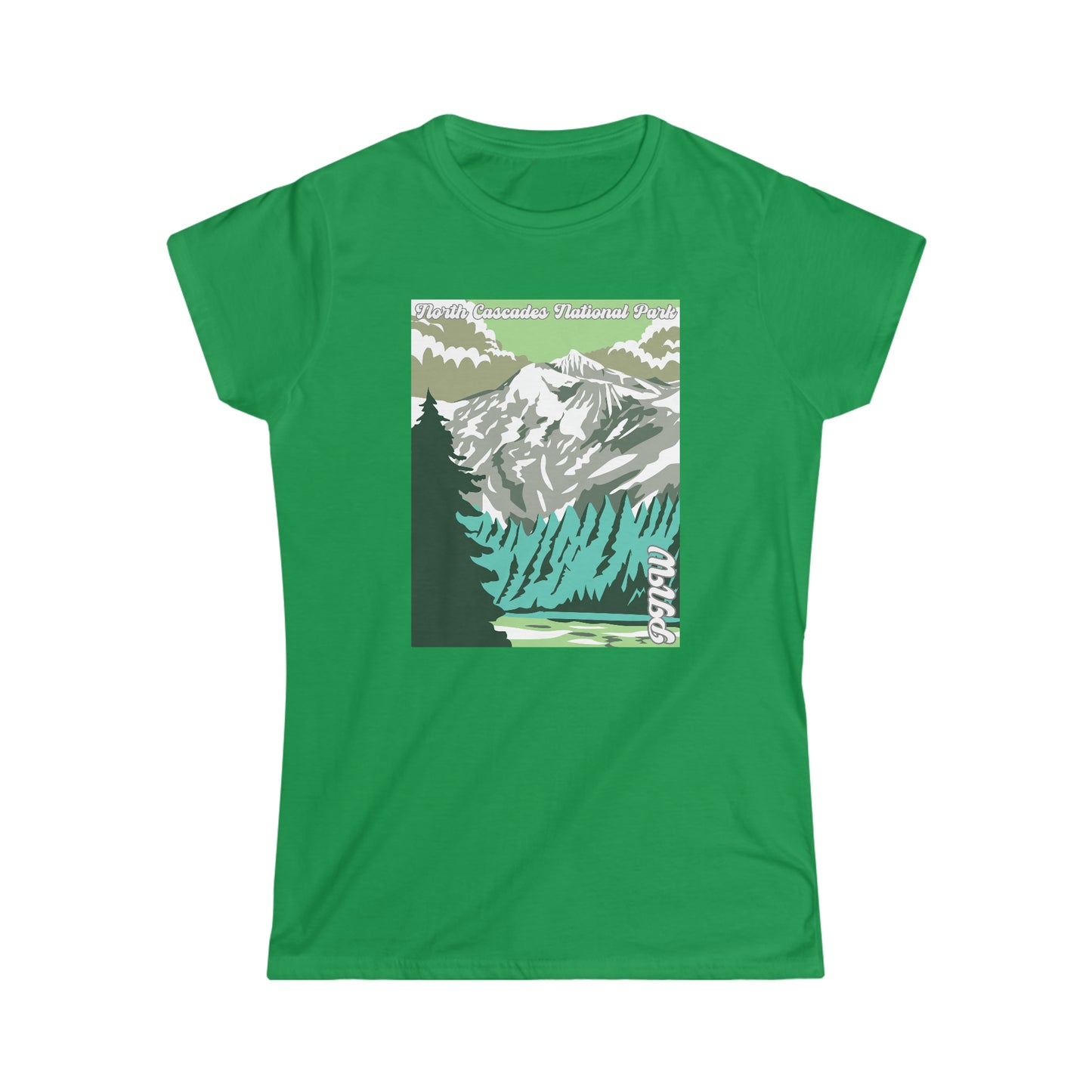 PNW North Cascades National Park - Women's Softstyle Tee - Bigfoot Bigheart Studio