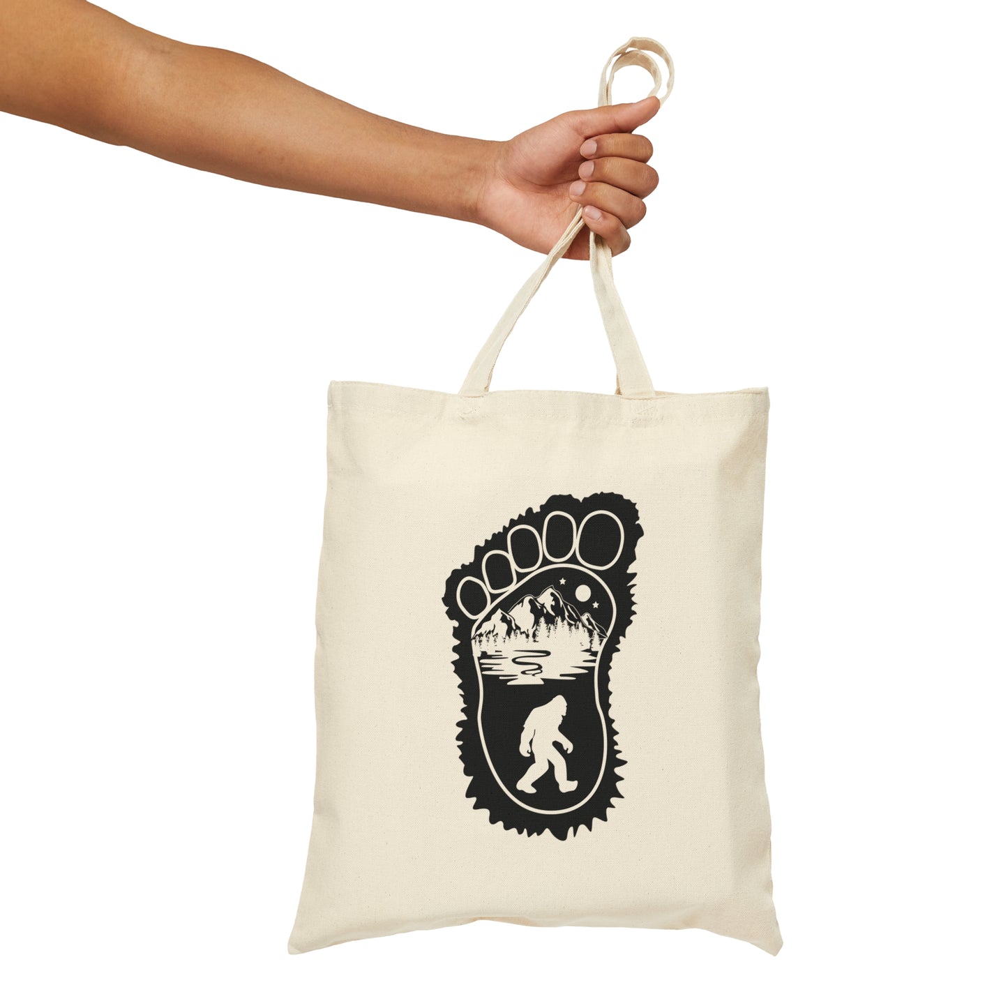 Bigfoot Print with Mountains - Tote Bag - Bigfoot Bigheart Studio